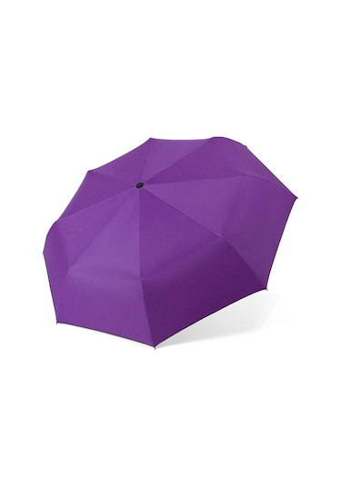 Moveevo Otomatik Açılıp Kapanır Siyah Jelik Güneş Ve Yağmur Şemsiyesi - 8 Kemikli Üç Katlı İş Stili Güneş Engeli Mor