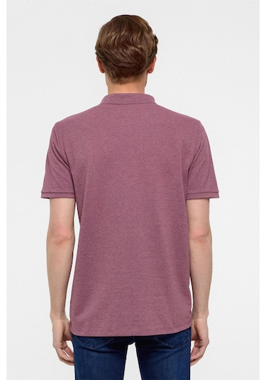 Koyu Bordo Regular Armürlü Polo Yaka Tişört-37266 Koyu Bordo