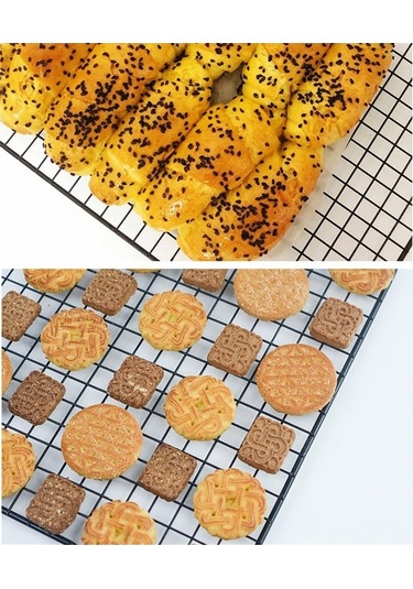 Ulzyvf Soğutma Siyah Raf, Çelik Kek Kurutma Ağı, 3'lü Set, Karbon Ekmek Rafı Siyah