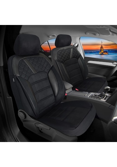 Pandami Oto Koltuk Kılıfı, Tam Set, Tay Tüyü / Siyah