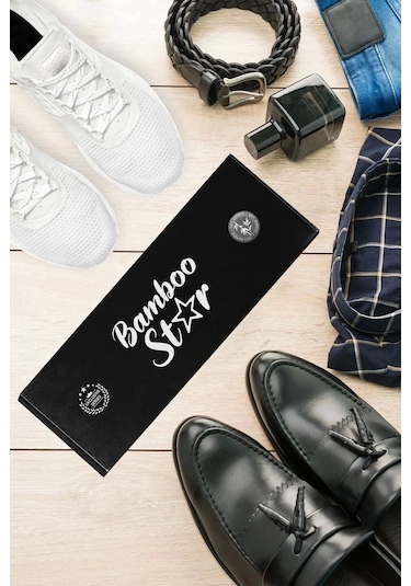 Bambu Erkek Patik Düz Siyah Çorap Dikişsiz Premium Kutulu 6'lı Çok Renkli