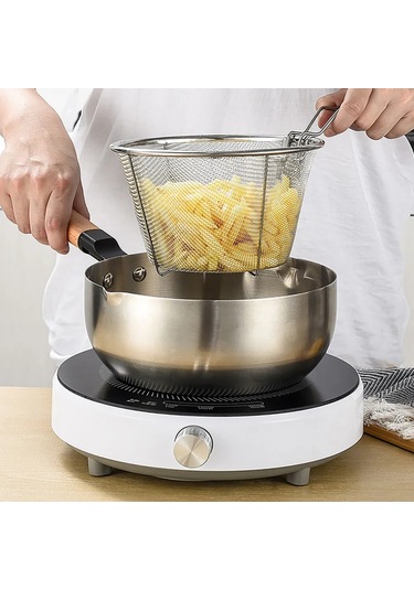 Skycity 16 Cm Çelik Kızartma Sepeti - Sebze Meyve Süzme Ve Kızartma Filtresi Gümüş