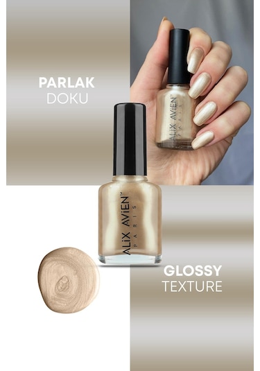 Alix Avien Sedefli Gold Oje 30 Yüksek Pigmentli Uzun Süreli Kalıcılık Hızlı Kuruma Nail Lacquer 30