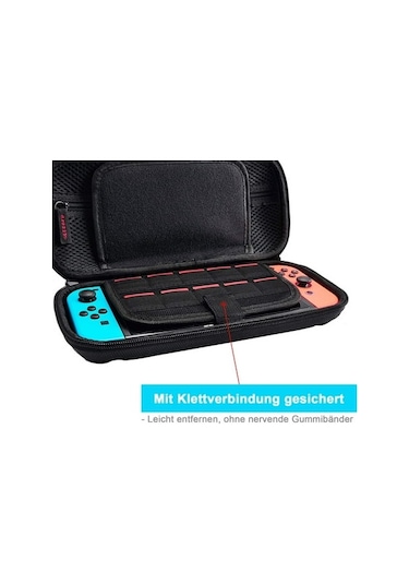Nintendo Switch İçin Sert Taşıma Çantası, 20 Oyun, Konsol Ve Aksesuar İçin Saklama Alanlı Koruyucu Kılıf - Siyah