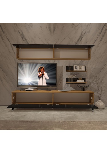 Decoraktiv Eko 5 Mdf Std Silver Tv Ünitesi Tv Sehpası Pera - Siyah