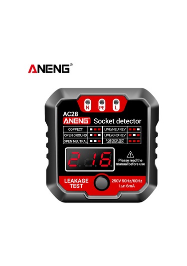 Lemestar Aneng Ac28 Siyah Amerikan Standart Soket Testeri - Polarity, Zero Fire Ground Kontrolü Ve Akıntı Tespiti İle Elektrik Güvenliği