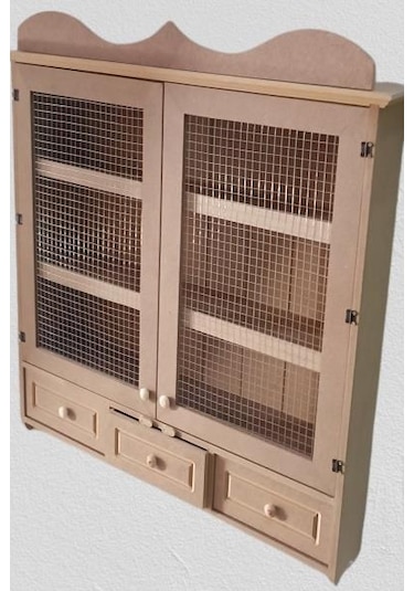 Hobi Dekoratif Telli Dolap Terek Ahşap Mdf Ham Cnc Kesim Model El Yapım