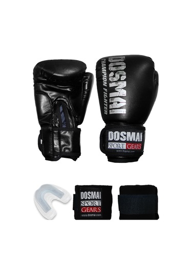 Dosmai Esquize Boks Eldiveni Boks Dişlik Boks Bandaj Seti Siyah