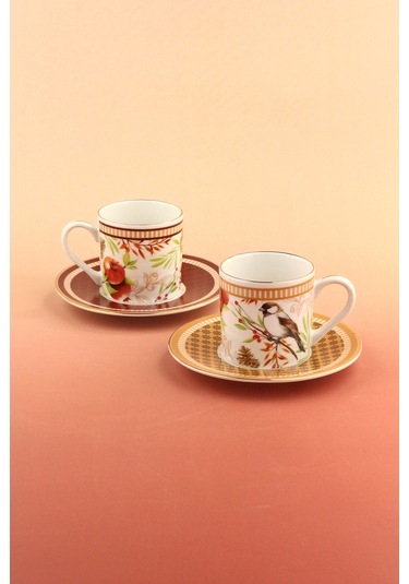 Magic Garden İki Kişilik Kahve Fincan Takımı Renkli