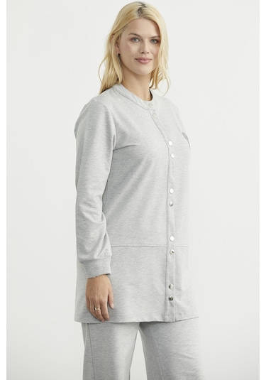 Sementa Çıtçıtlı Tunik Boy Eşofman Takım - Gri Gri