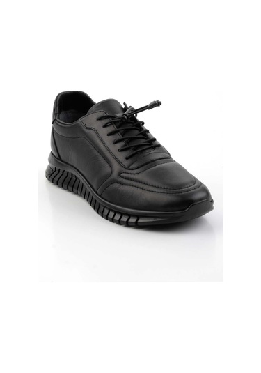 Siyah Hakiki Deri Erkek Casual Ayakkabı E01018025543 Siyah