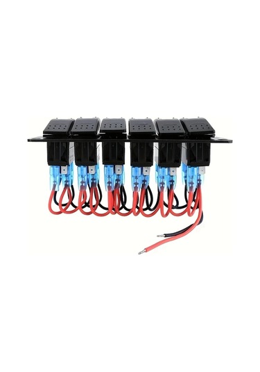 Motion003 Mavi 6 Pozisyonlu Anahtar Paneli 12v Spst Alüminyum Plaka Onceden Kablolu Led Aydinlatma Araba Karavan Tekne