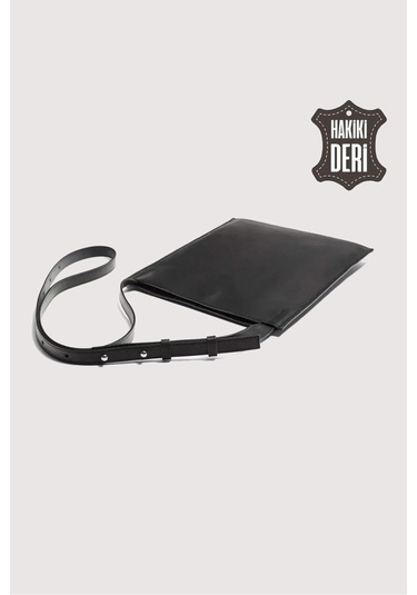 Hakiki Deri Kadın Omuz Çantası Siyah Smr8978 Siyah