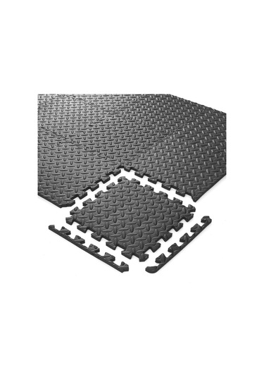 12 Egzersiz Döşeme Paspası - 12 X 12 İnç Köpük Kauçuk Birbirine Geçen Bulmaca Yer Karoları - Siyah