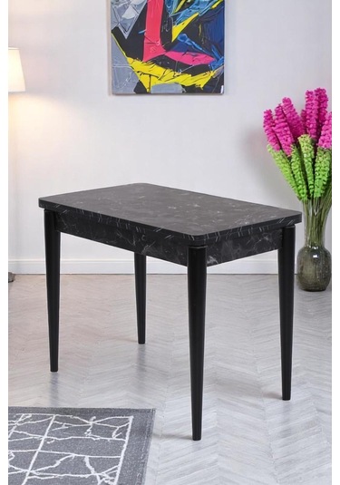 Damla Hilal Mdf Mutfak Masa Sandalye Takımı 60x100cm Siyah