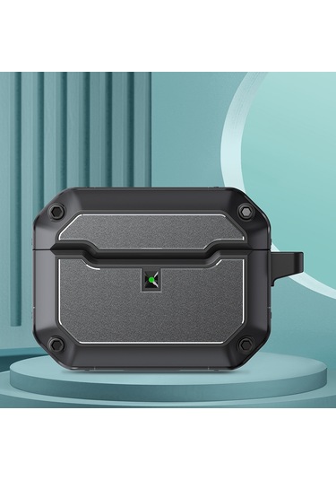Airpods Uyumlu Pro İçin Kancalı Mecha Donanım Tpu Kulaklık Koruyucu Kılıf Uzay Grisi Gri