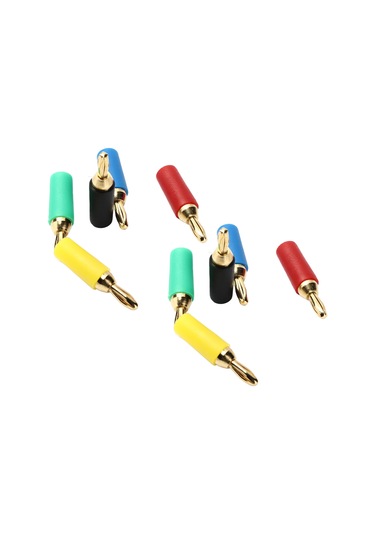 Lemestar 2.5mm Altın Kaplı Bakır Muz Plugları 10 Adet - Dört Yapraklı, Solda Tutan, 30-60vdc, 10a, Sarı-kırmızı-mavi-yeşil-siyah Renkli 2 Set