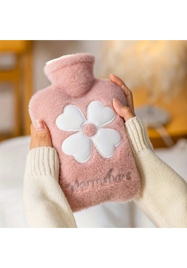 Willowhaven Pembe 500ml Pvc Sıcak Su Torbası Çiçek Desenli Taşınabilir El Isıtıcı Kış Hediyesi Pembe