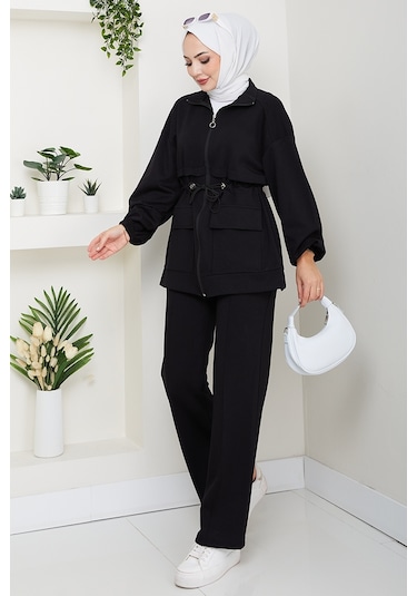 Kapak Cepli Oysho İkili Takım 1652 - Siyah Siyah