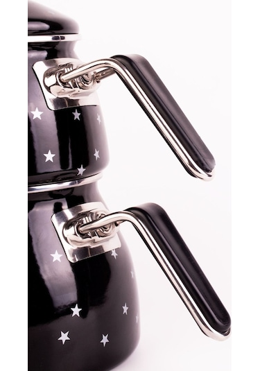 Star Emaye Yıldız Desenli Çaydanlık Bej