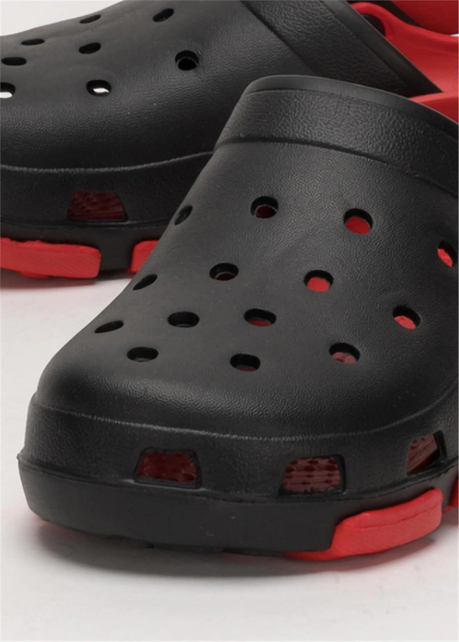 Unisex Çift Tabanlı Ortopedik Hemşire Doktor Aşçı Laboratuvar Deniz Havuz Terliği Sandalet Siyah - Kırmızı Siyah - Kırmızı