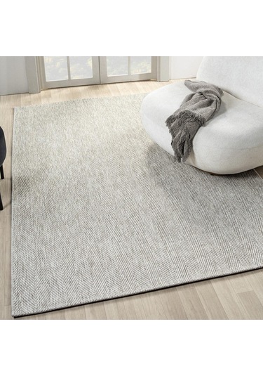 Düz Açık Gri Kılçık Desenli Modern Halı - L665grbo