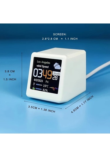 Motion003 6'lı Akıllı Wifi Hava Durumu İstasyonu Sarı Sıcaklık Nem Rüzgar Hızı İzleme Dijital Saat Ev Ofis Masaüstü Dekoru