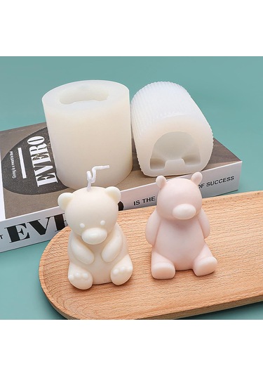 Sevimli Kutup Ayısı Kokulu Mum Kalıbı 2 Paket Ayı Kalıbı Ayı Mum Beyaz