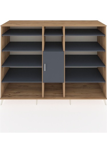 Kronos Dolap 12 Raflı Tek Kapaklı 220x59x163 Çam-antrasit Çam-antrasit