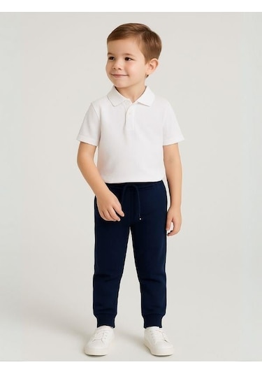 Çocuk Beli Paçası Lastikli Yumuşak Dokulu Okul Eşofman Altı-16088 Lacivert