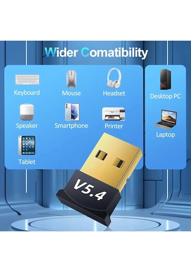 Usb Bluetooth Dongle Pc Laptop Kablosuz Bluetooth 5.4 Adaptör V5.4 Bluetooth Aparatı