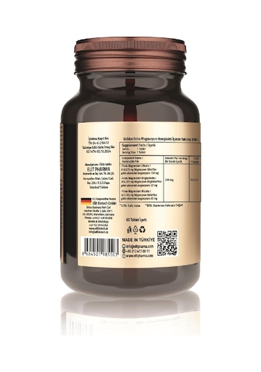 Validus Magnezyum Complex Bisglycinate Sitrat Malat 200 Mg 60 Tablet