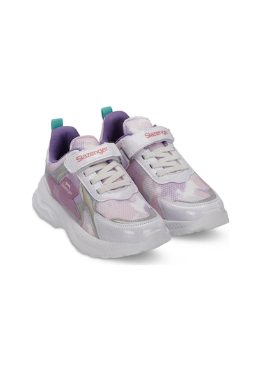 Slazenger KEMBA Çocuk Cırt Cırtlı Beyaz / Lila Günlük Spor Ayakkabısı
