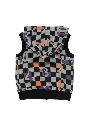 Panço Erkek Çocuk Kapüşonlu Ve Baskılı Kanguru Cepli Yelek Siyah 2221Bb23006-347 001