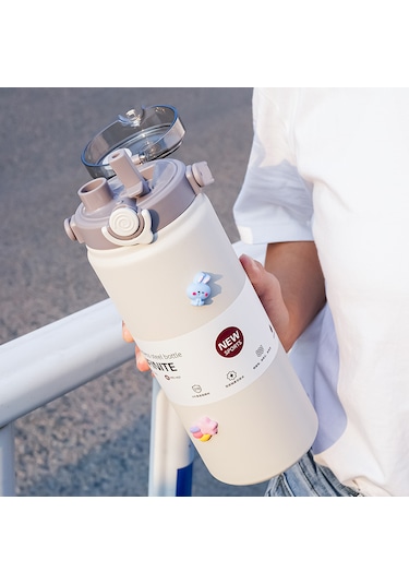 316 Paslanmaz Çelik Termos Bardak 1000ml Büyük Kapasiteli-yeşil