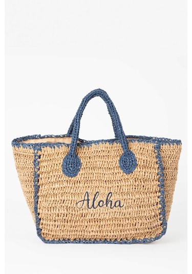 Defacto Kadın Yazı İşlemeli Hasır El Çantası B9278AXNSBG217 Bej