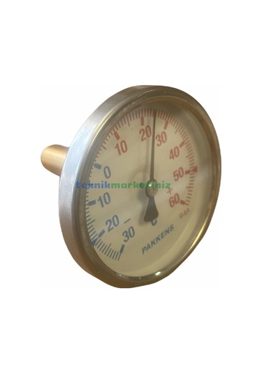 63 MM -30/+60 Derecec 5 Cm Arkadan Çıkışlı Bi-metal Termometre Pakkens