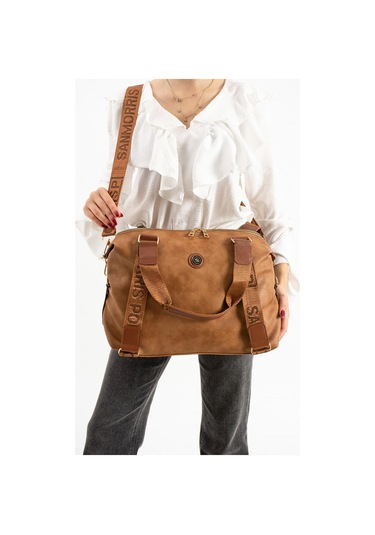 Düz Cilt Deri Battal Boy Kol Ve Omuz Çantası Valiz-kabin-elbagajı -106