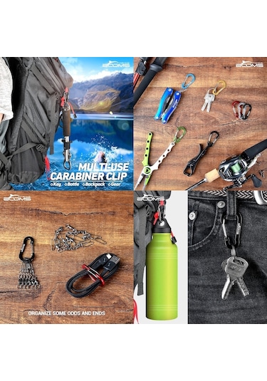 MSO Outdoor Renkli Alüminyum & Paslanmaz Çelik Karabina Anahtarlık Çok Renkli