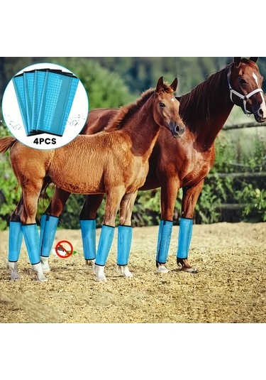 Elmpaly 4 Parça Siyah Nefes Alabilir At Sinek Botu - Hafif Polyester Sinek Koruma