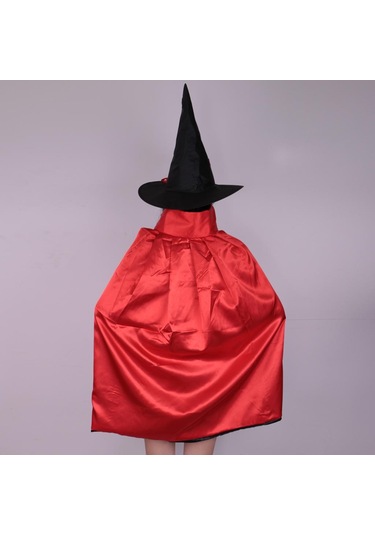 Suntek Yetişkin Çocuklar Saten Sihirbaz Cadı Pelerini 70-santim-kırmızı