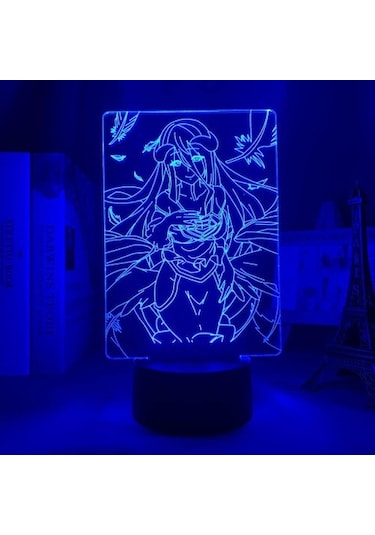 Goldenqian Anime Led Işık Derebeyi Albedo Yatak Odası Dekoru Için Gece Lambası Manga Doğum Günü Hediyesi Odası 3d Gece Lambası Derebeyi 7s051k Siyah