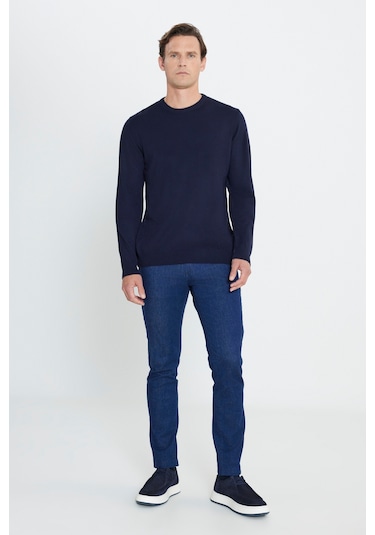 Altinyildiz Classics Erkek Lacivert Standart Fit Normal Kesim Bisiklet Yaka Triko 4A4923100001LACXXL Lacivert