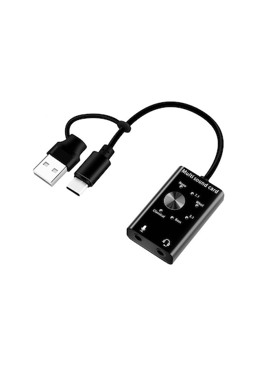 5259 7.1 3.5mm Kulaklık Mikrofon Type C Usb Ses Kartı Multii Fonk