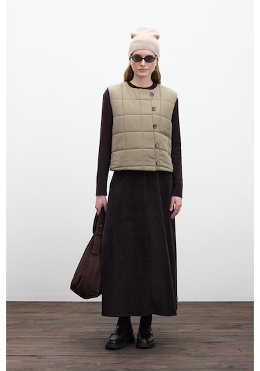 Kapitone Kısa Fit Yelek Yeşil Yeşil