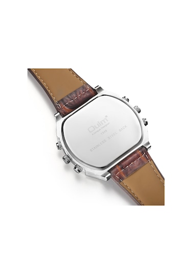 Oulm Erkek Kuvars Pu Deri Kordonlu Kol Saati Kişiselleştirilmiş Büyük Kasa Termometre Pusula Çift Kuvars Hareketli Saatler Çok Renkli