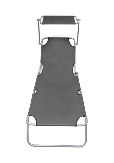 VidaXL  Gölgelikli Katlanır Şezlong Gri Alüminyum