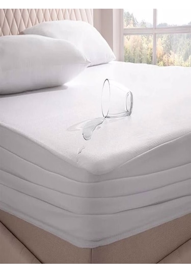 Çift Kişilik Sıvı Geçirmez Lastikli Fitted Alez Beyaz