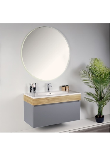 Kobos Harmony 100 Cm Banyo Dolabı Seti Light Grey + Meguro Gri