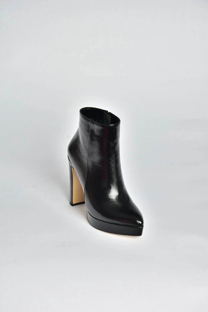 Fox Shoes V820660160 Siyah Rustik Kalın Platform Topuklu Kadın Bot Siyah-rustik